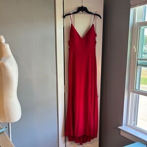 Red Maxi Prom Dress with side cut outs